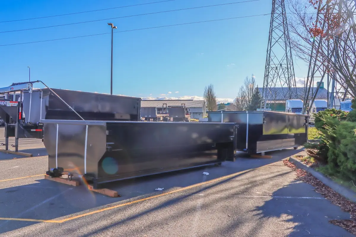 Roll-off dumpster ready for waste disposal at job site for 4 Yard Dumpster Rental in Crescent City